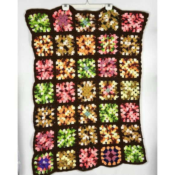 Handmade Other - Retro Handmade Multicolor Granny Squares Crocheted Afghan Throw 60x78 Boho Gypsy